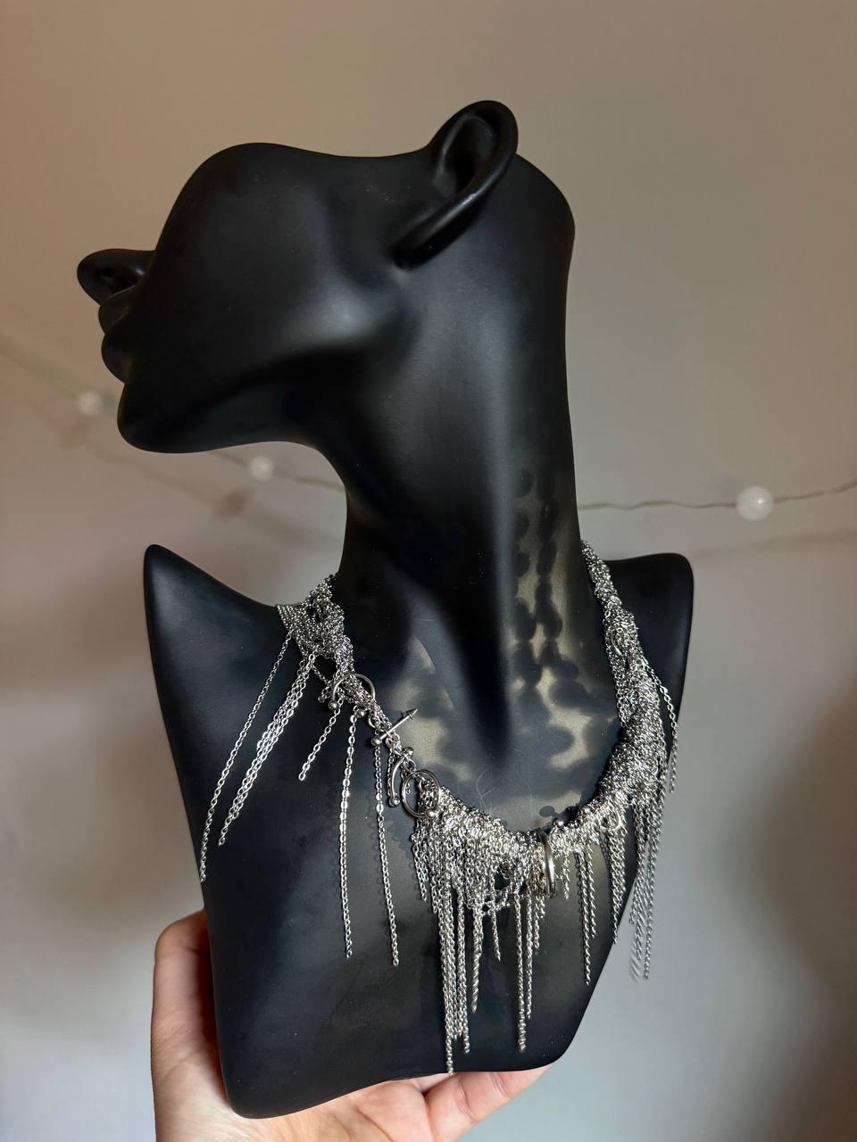 Statement chain necklace with piercing details